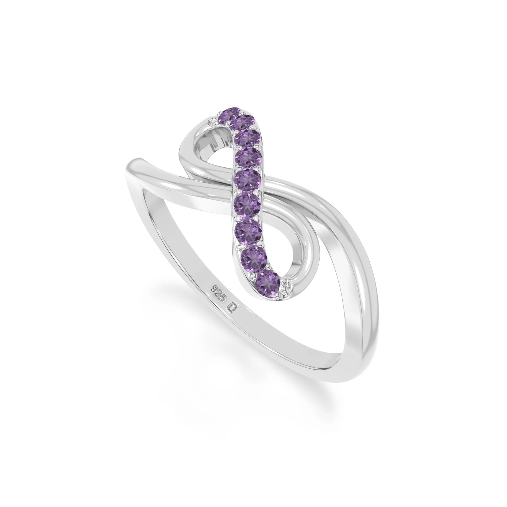 natural amethyst infinity promise rings in sterling silver 
