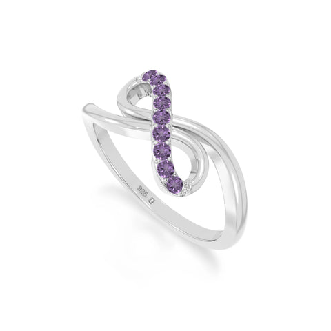 natural amethyst infinity promise rings in sterling silver 