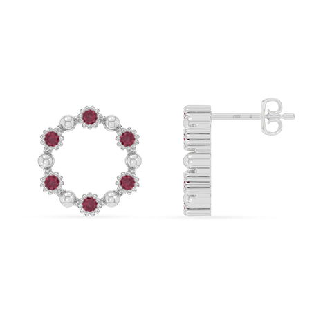 natural ruby circle-of-life stud earrings in sterling silver 