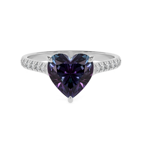 lab grown alexandrite heart half eterity solitaire engagement ring