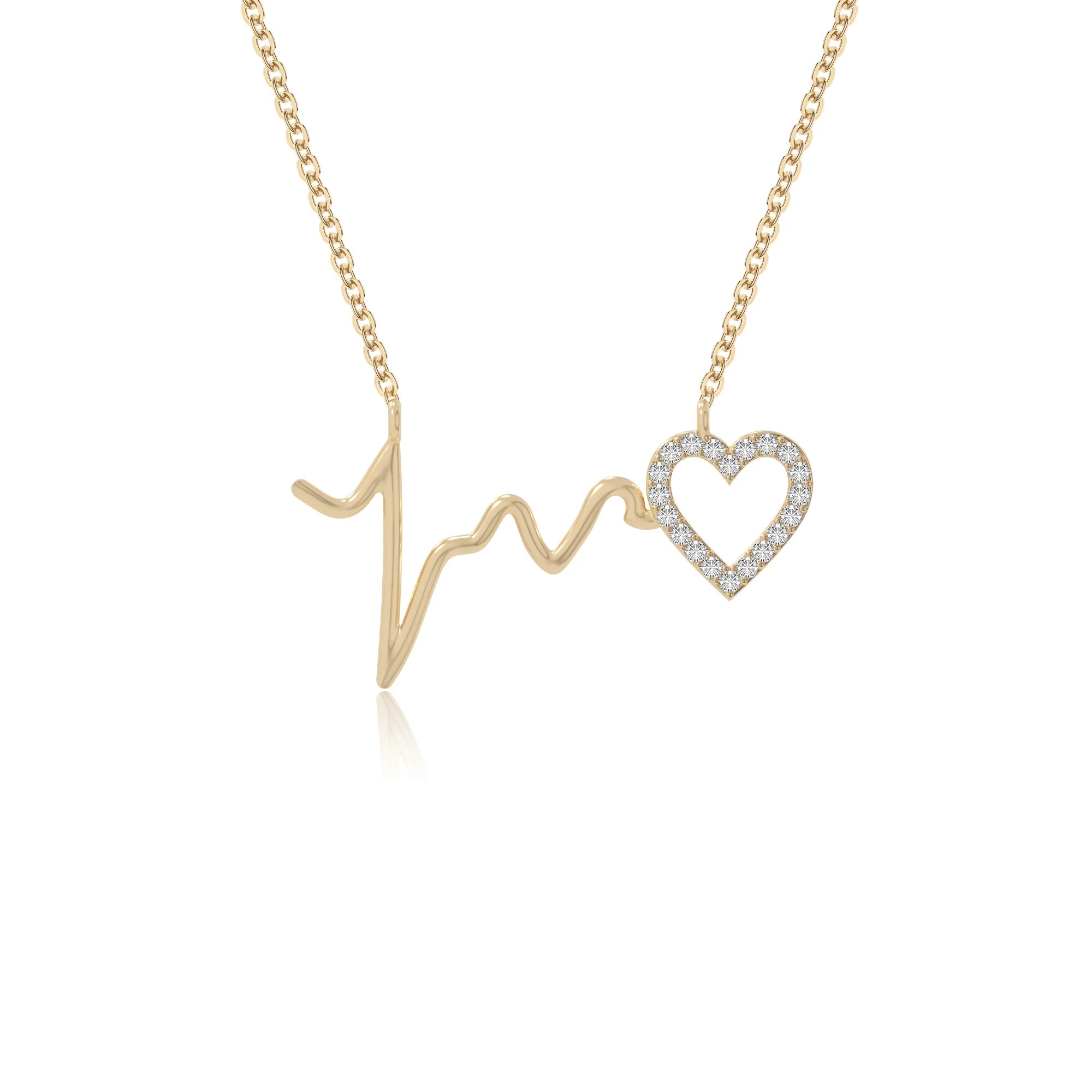 moissanite heartbeat necklaces in yellow gold vermeil 