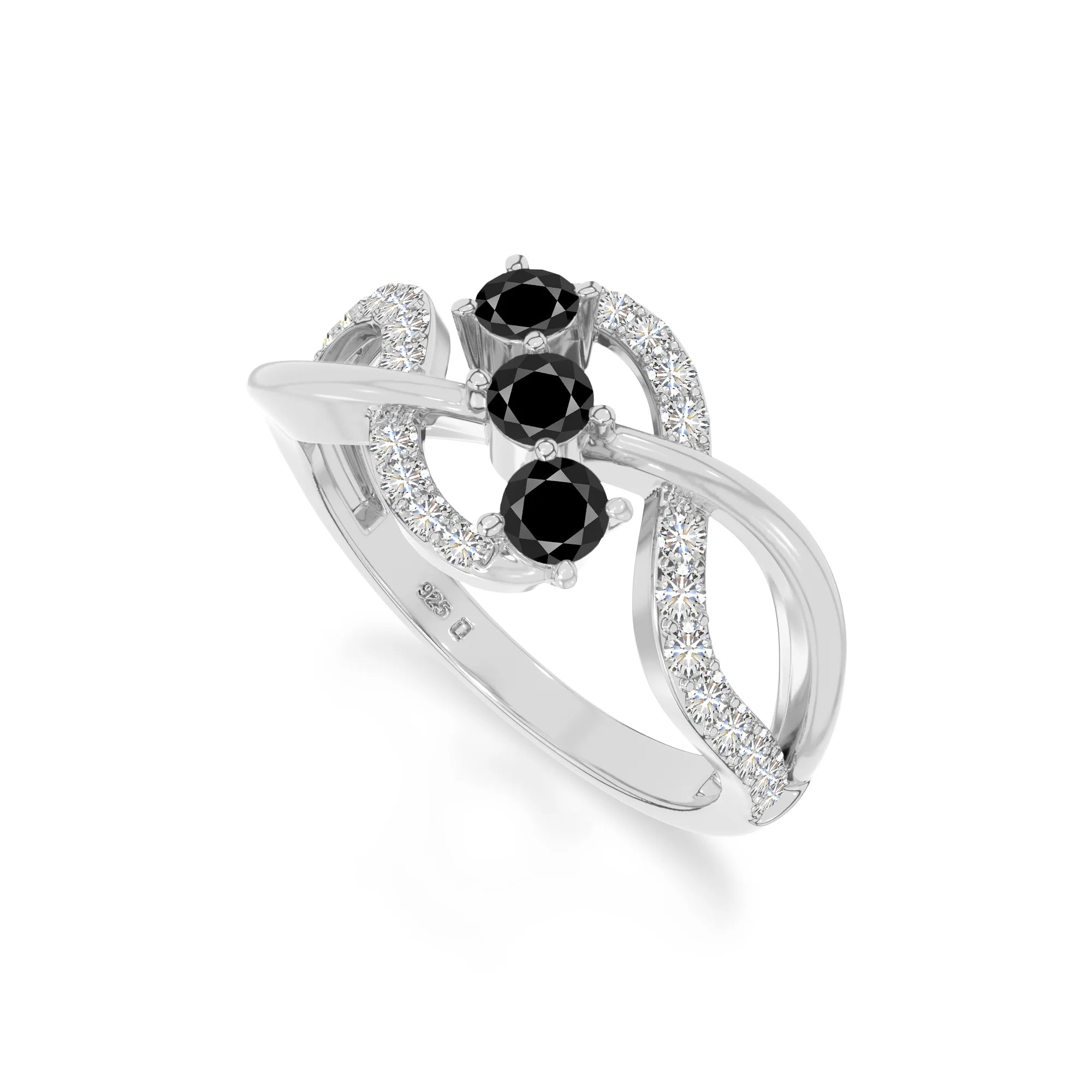 natural black onyx infinity promise rings in sterling silver 