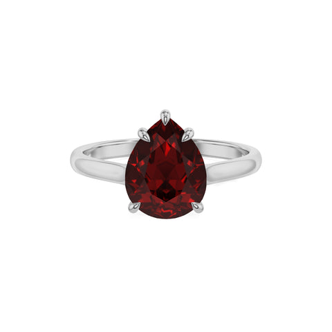 natural garnet pear solitaire engagement ring