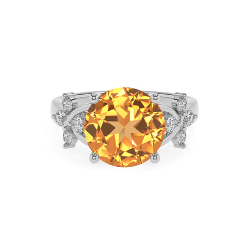 lab-grown citrine round criss cross solitaire engagement ring