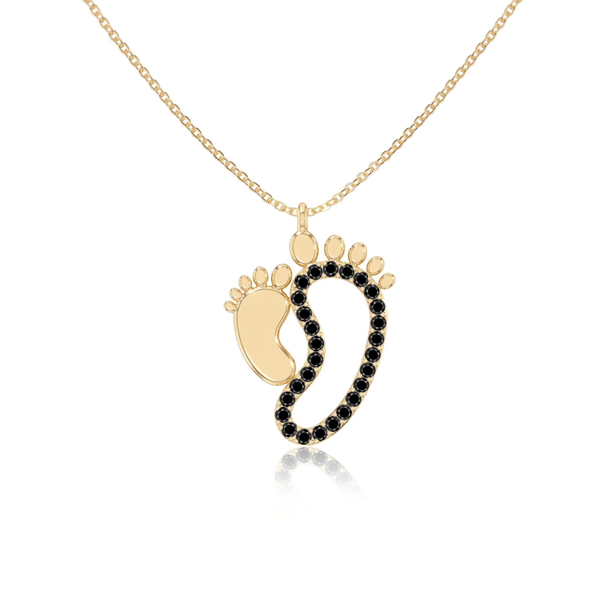 natural black-onyx mother child necklaces in yellow gold vermeil 