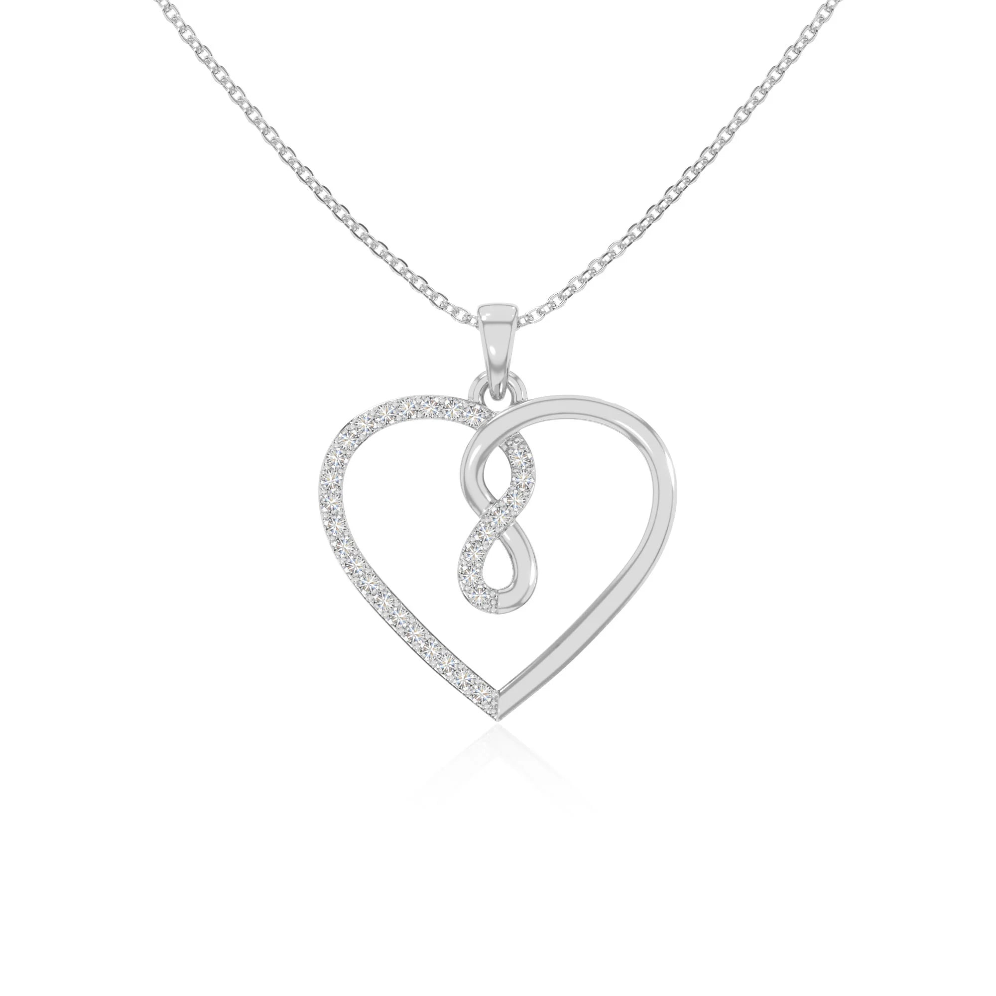 moissanite infinity heart necklaces in sterling silver 