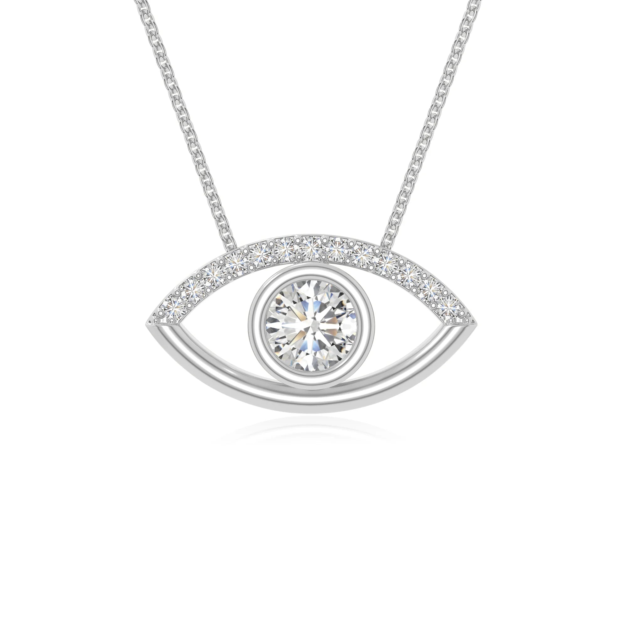 moissanite evil eye necklaces in sterling silver 