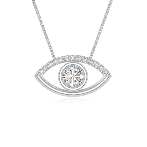 moissanite evil eye necklaces in sterling silver 