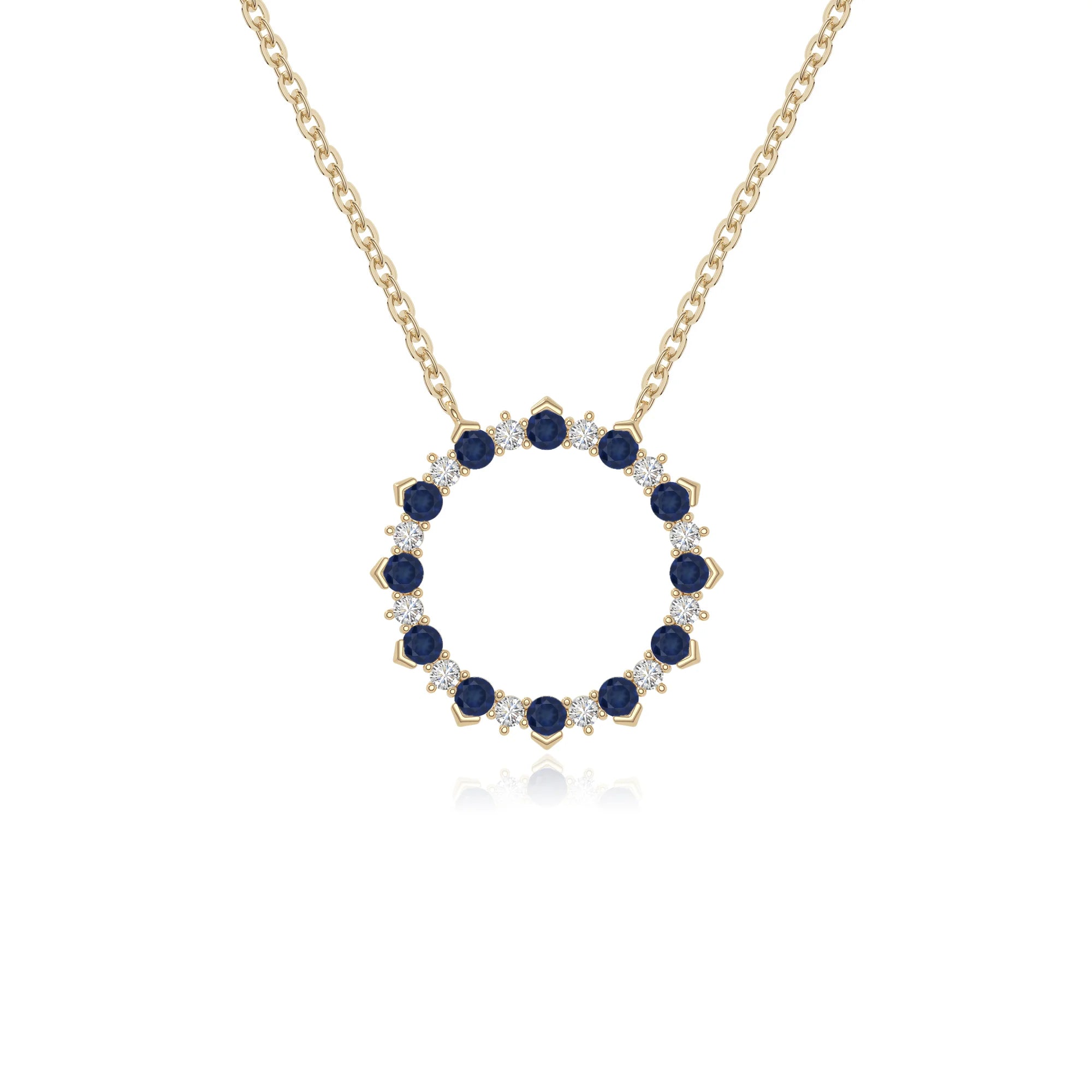 natural blue-sapphire sun necklaces in yellow gold vermeil 
