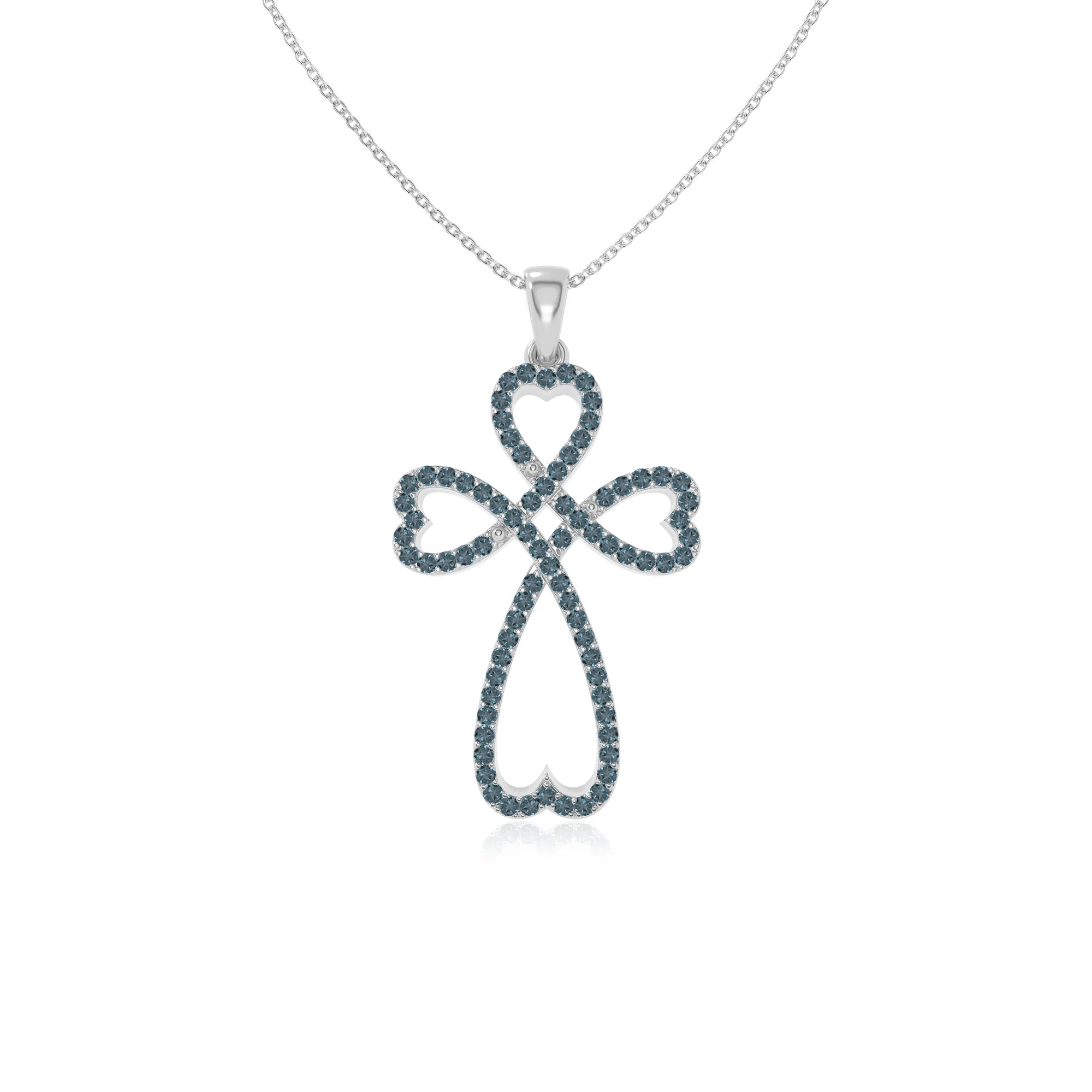 natural london-blue-topaz infinity cross necklaces in sterling silver 