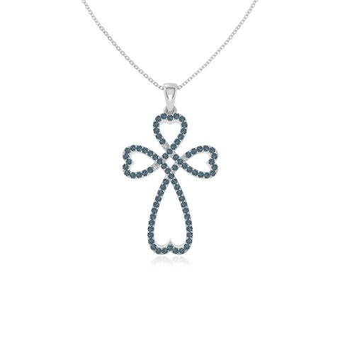 natural london-blue-topaz infinity cross necklaces in sterling silver 