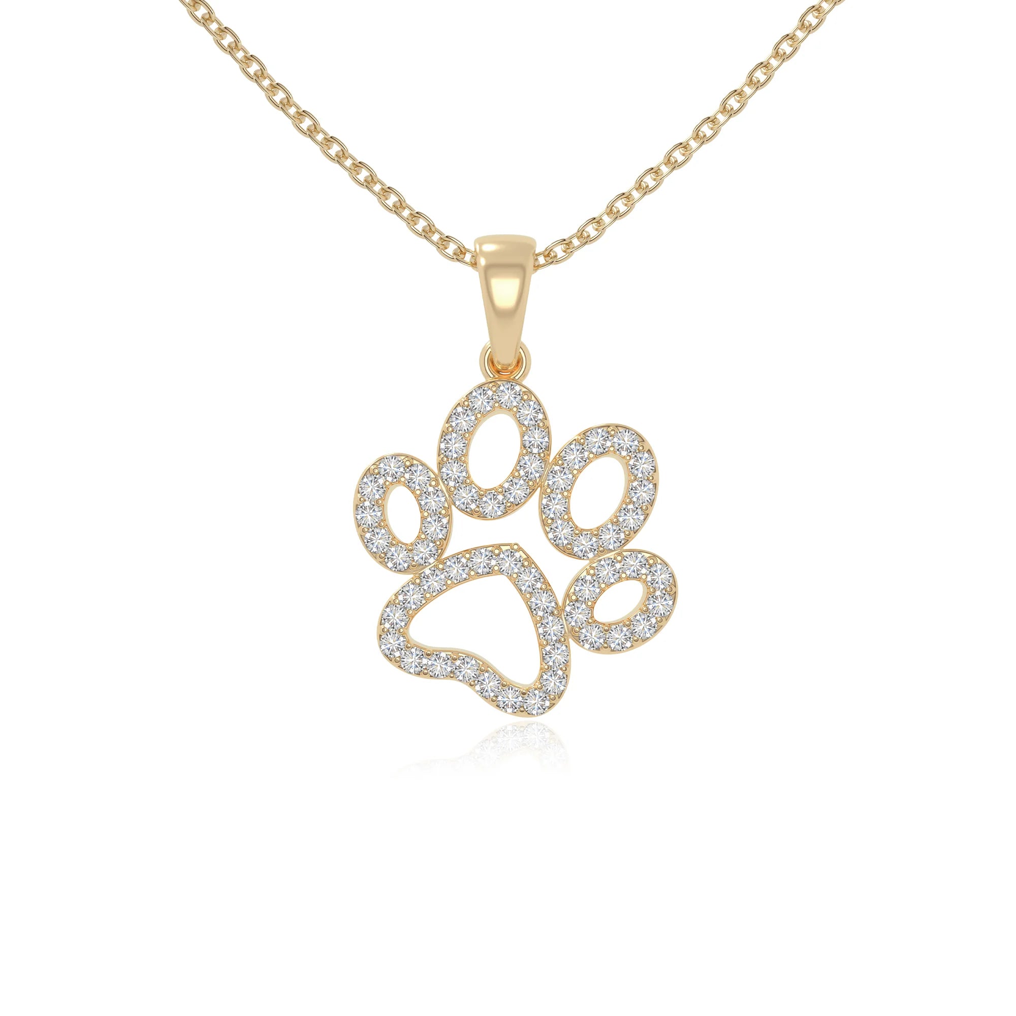 moissanite dog paw knot necklaces in yellow gold vermeil 