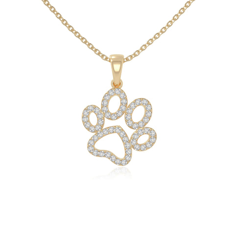 moissanite dog paw knot necklaces in yellow gold vermeil 