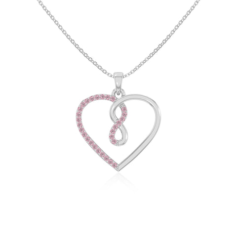 natural pink-tourmaline infinity heart necklaces in sterling silver 