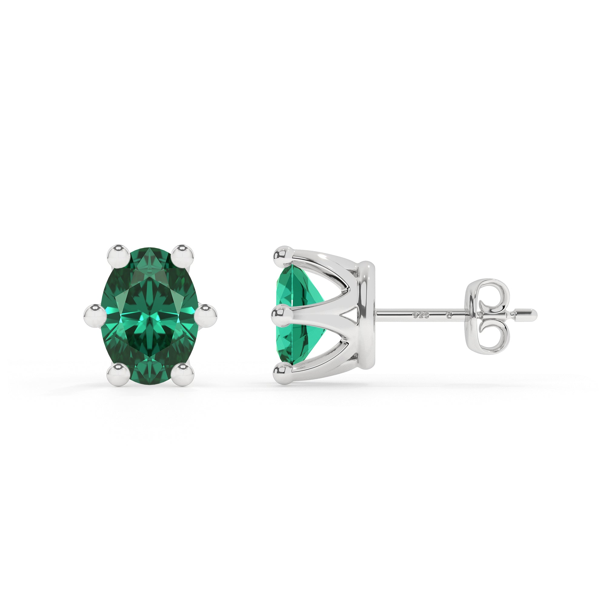 lab grown emerald oval stud earrings 