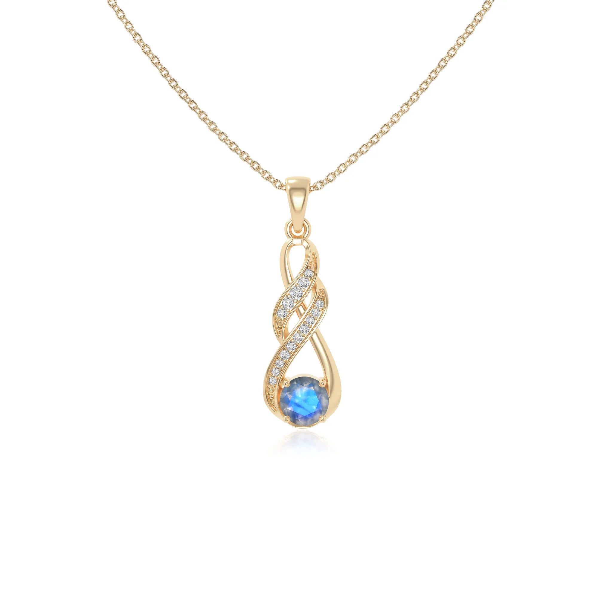 natural labradorite infinity necklaces in yellow gold vermeil 