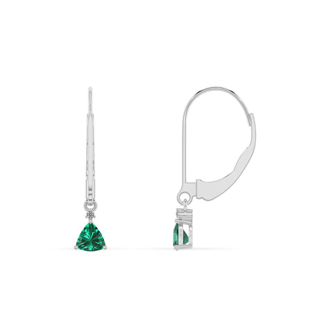 lab grown emerald trillion dangle earrings with moissanite 