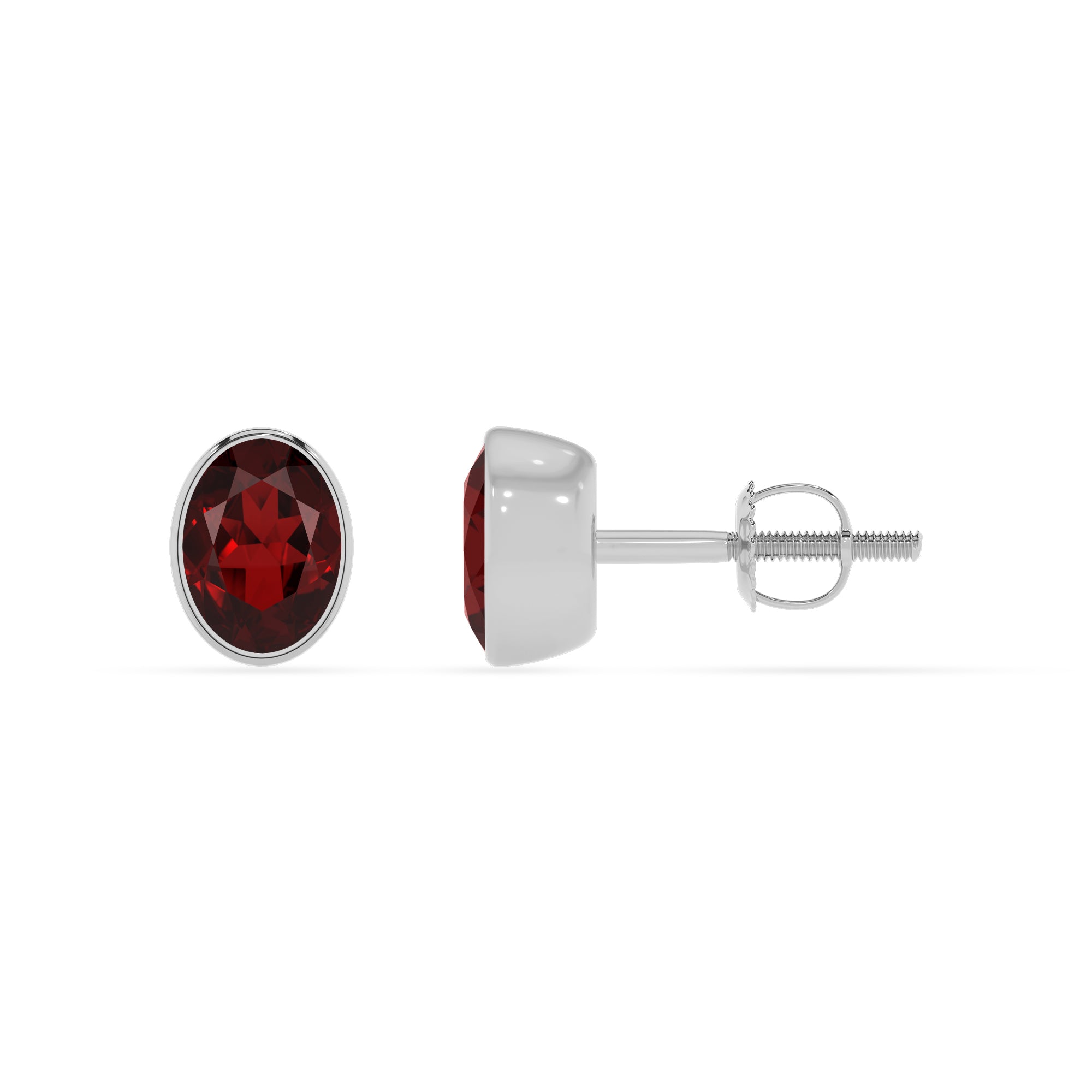 natural garnet oval stud earrings 