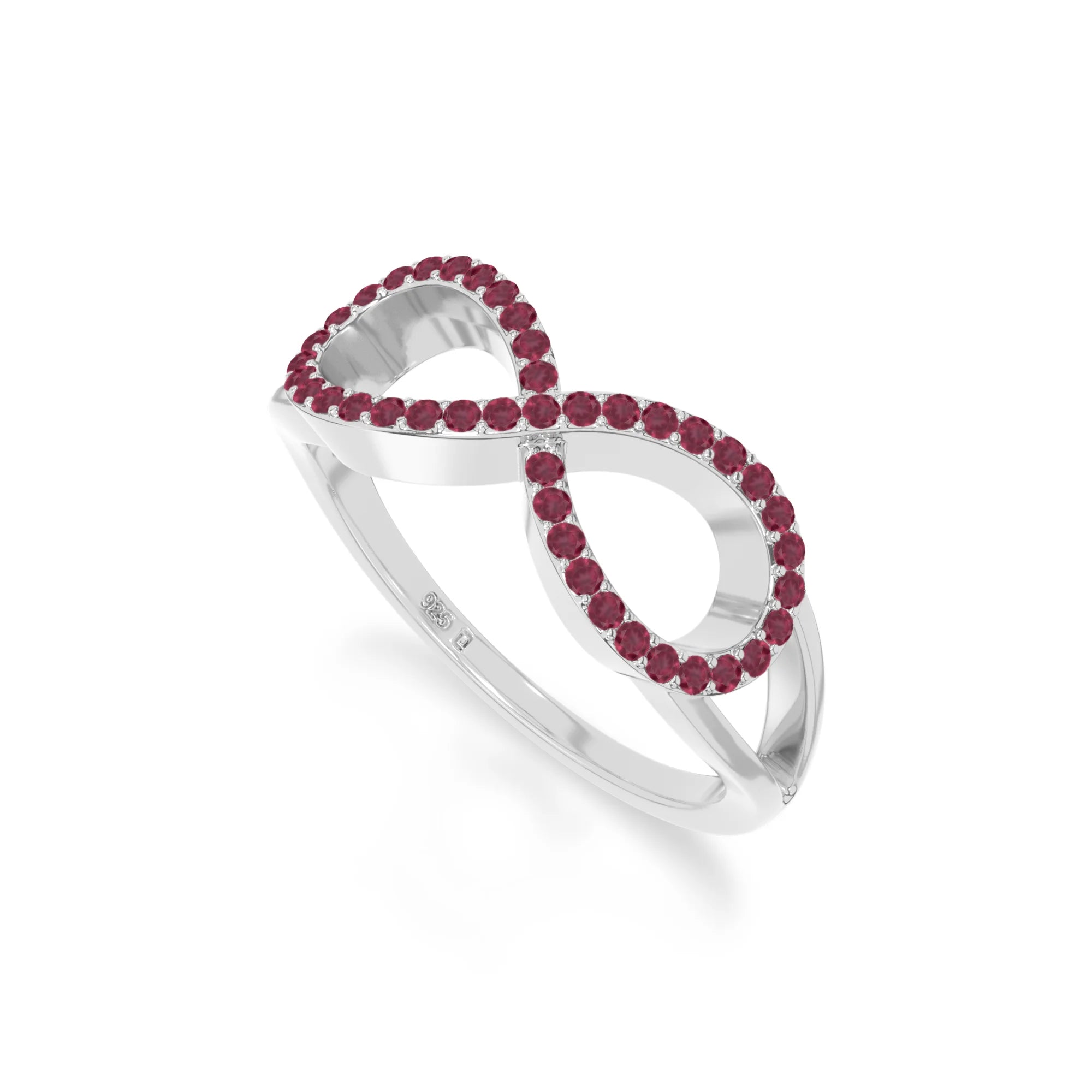 natural ruby infinity promise rings in sterling silver 