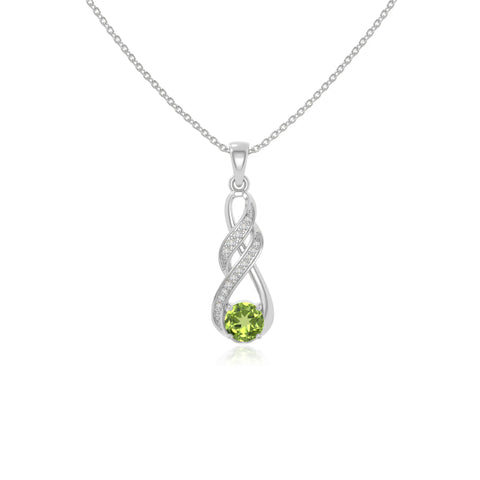 peridot infinity necklaces in sterling silver 