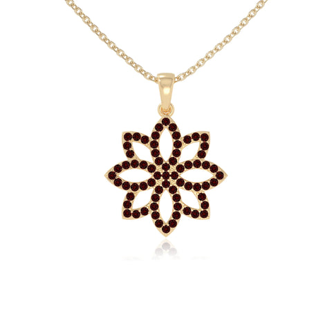 natural garnet flower necklaces in yellow gold vermeil 