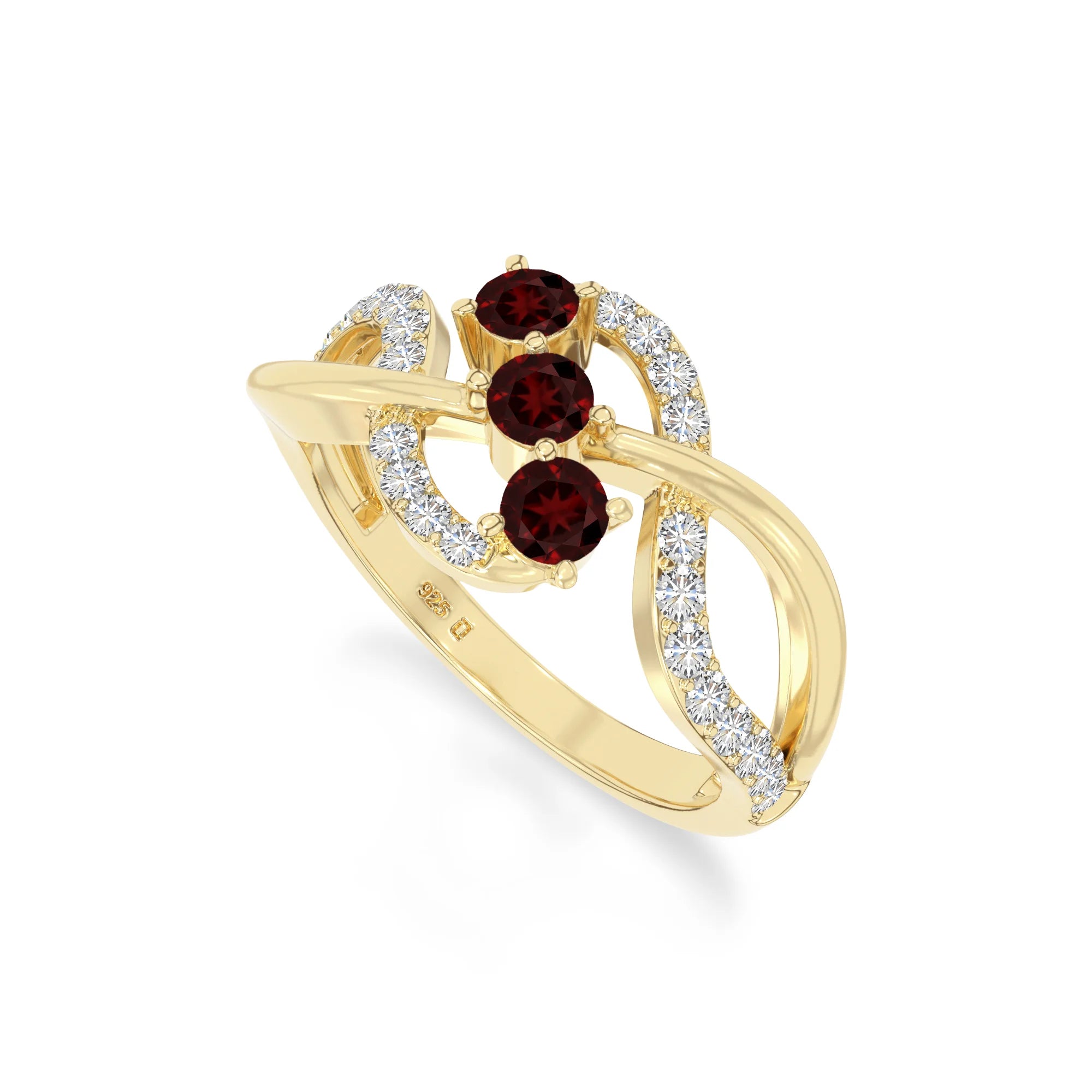 natural garnet infinity promise rings in yellow gold vermeil