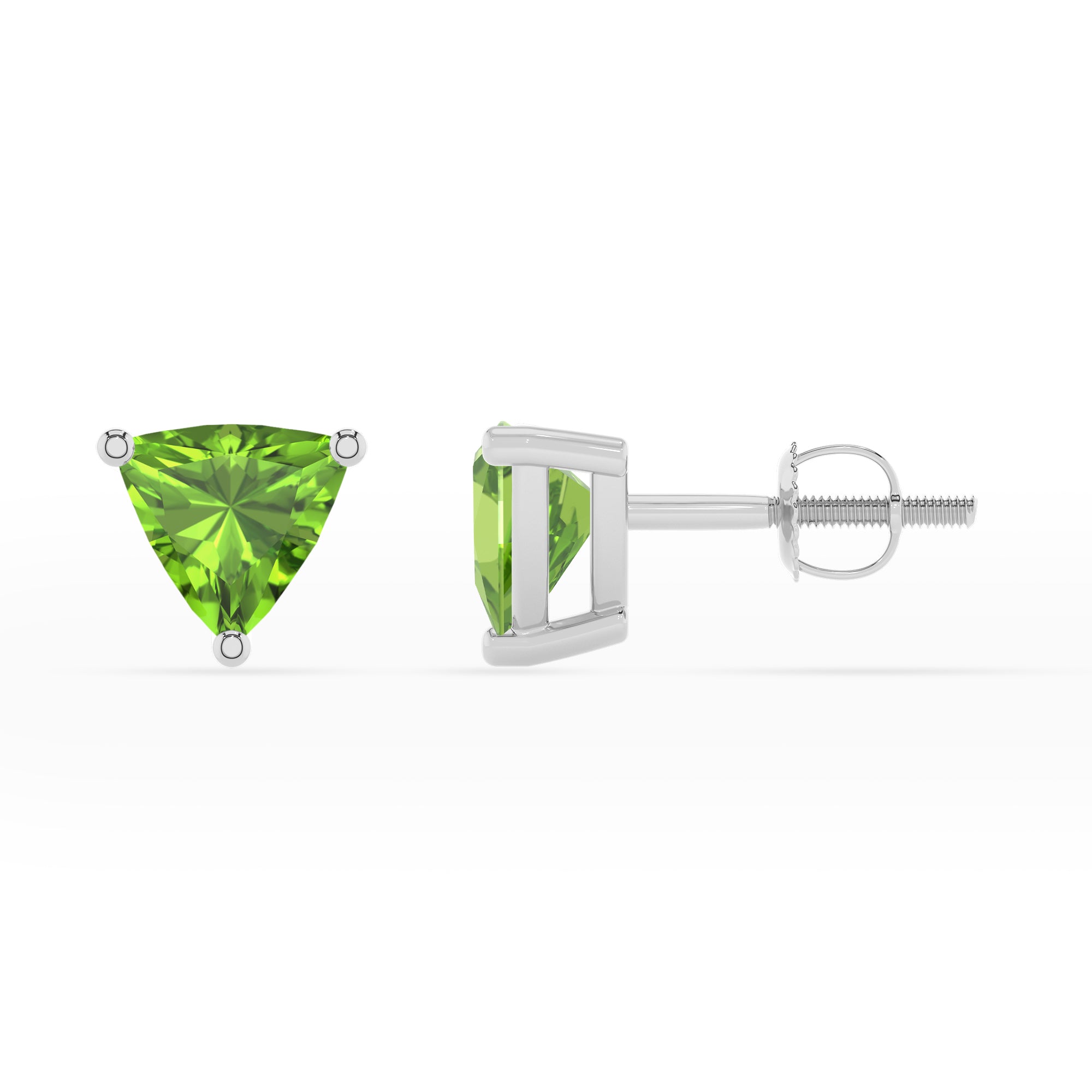 natural peridot trillion stud earrings 