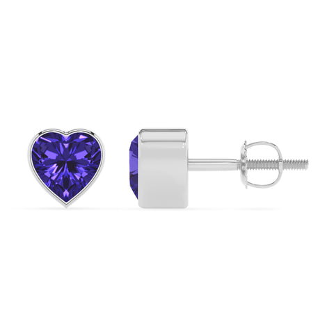 natural tanzanite heart stud earrings 