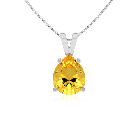 lab grown yellow sapphire pear shape solitaire v-bale pendant necklace