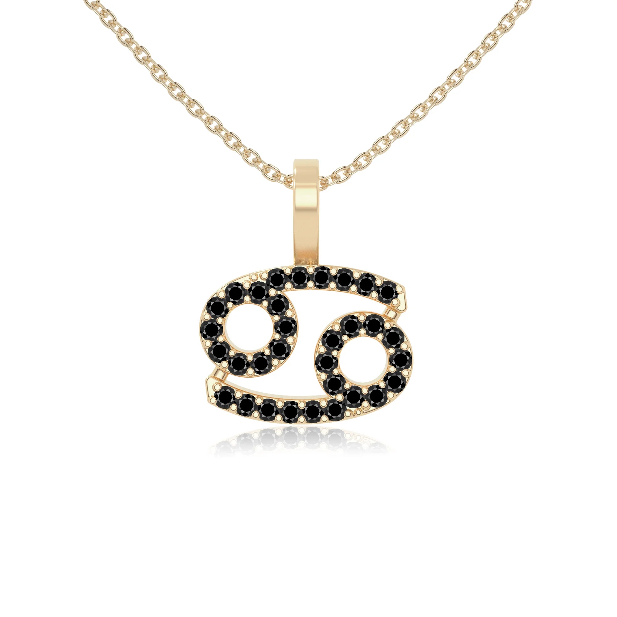 natural black-onyx cancer zodiac sign necklaces in yellow gold vermeil 