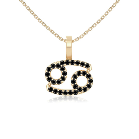 natural black-onyx cancer zodiac sign necklaces in yellow gold vermeil 