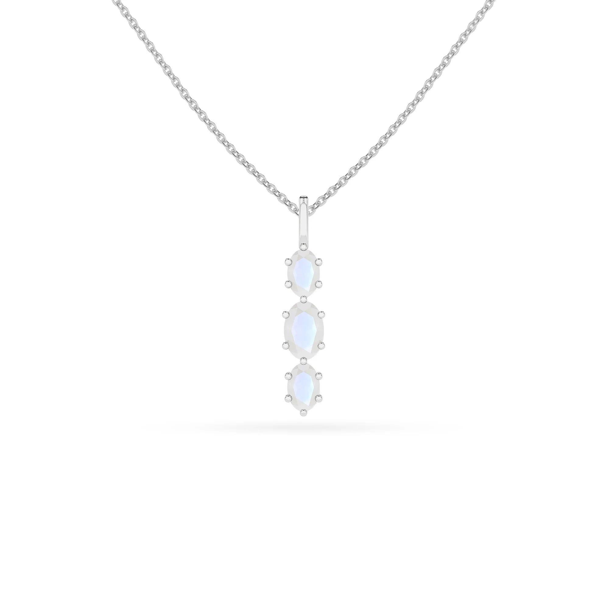 natural rainbow-moonstone oval shape pendant necklace