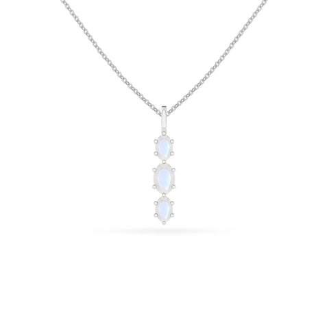 natural rainbow-moonstone oval shape pendant necklace