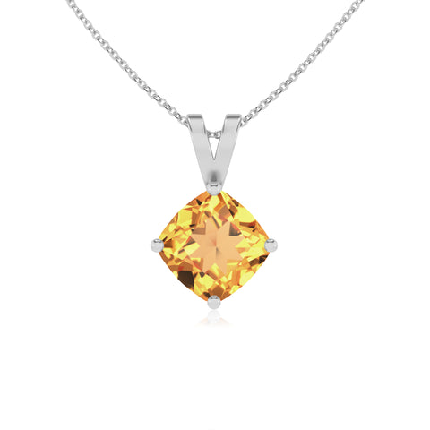 lab grown citrine cushion shape solitaire v-bale pendant necklace