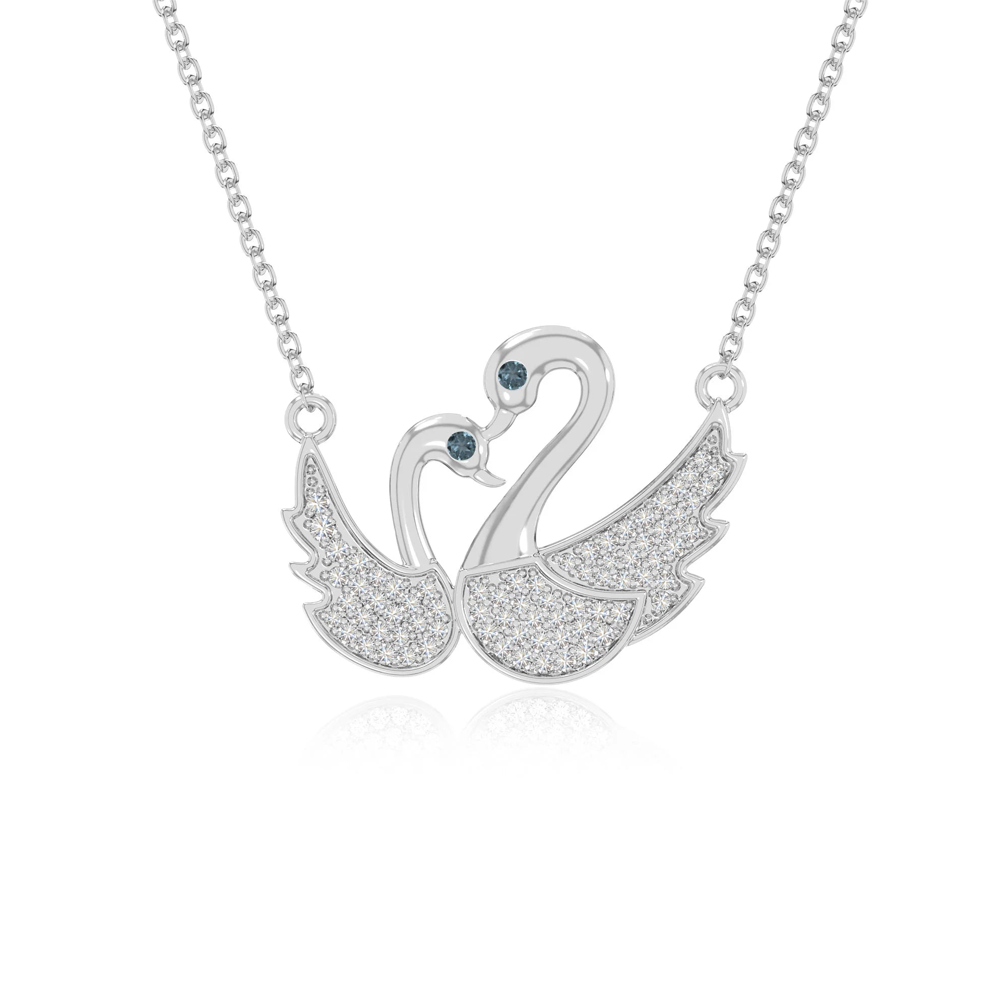 natural london-blue-topaz mother child swan necklaces in sterling silver 