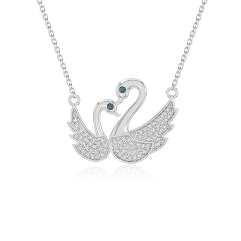 natural london-blue-topaz mother child swan necklaces in sterling silver 