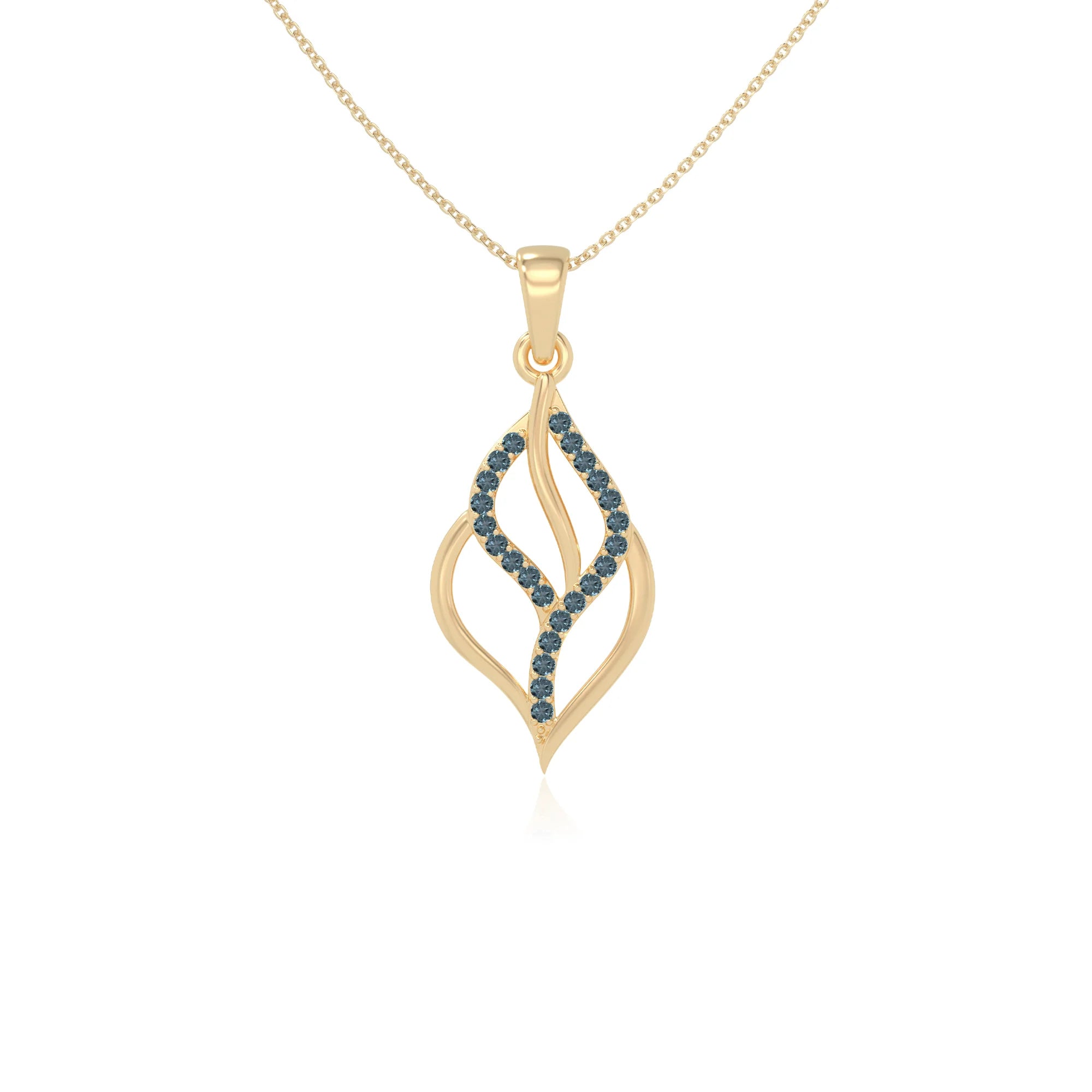natural london-blue-topaz leaf necklaces in yellow gold vermeil 