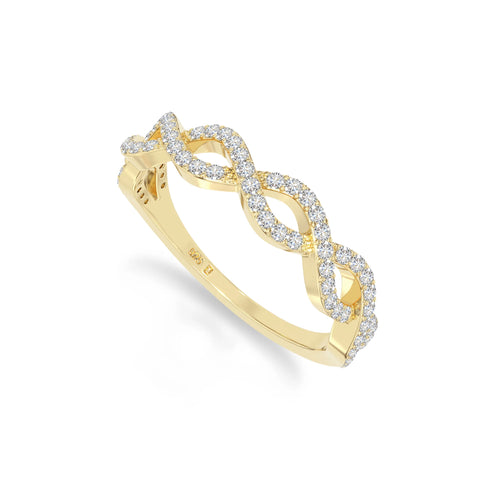 natural moissanite twisted wedding band rings in yellow gold vermeil