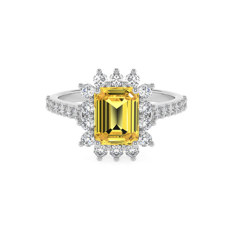 lab-grown yellow-sapphire emerald half eterity halo solitaire engagement ring