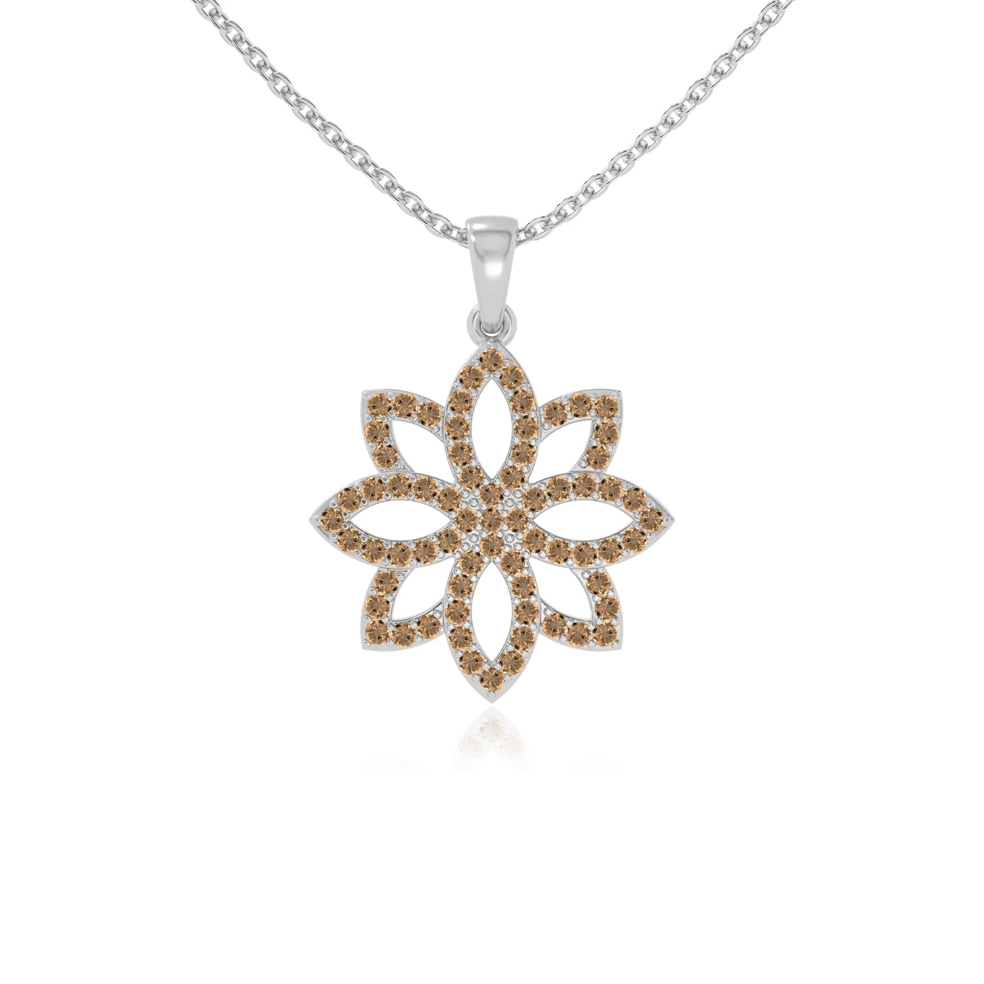natural citrine flower necklaces in sterling silver 