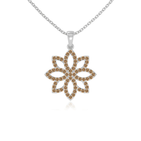 natural citrine flower necklaces in sterling silver 