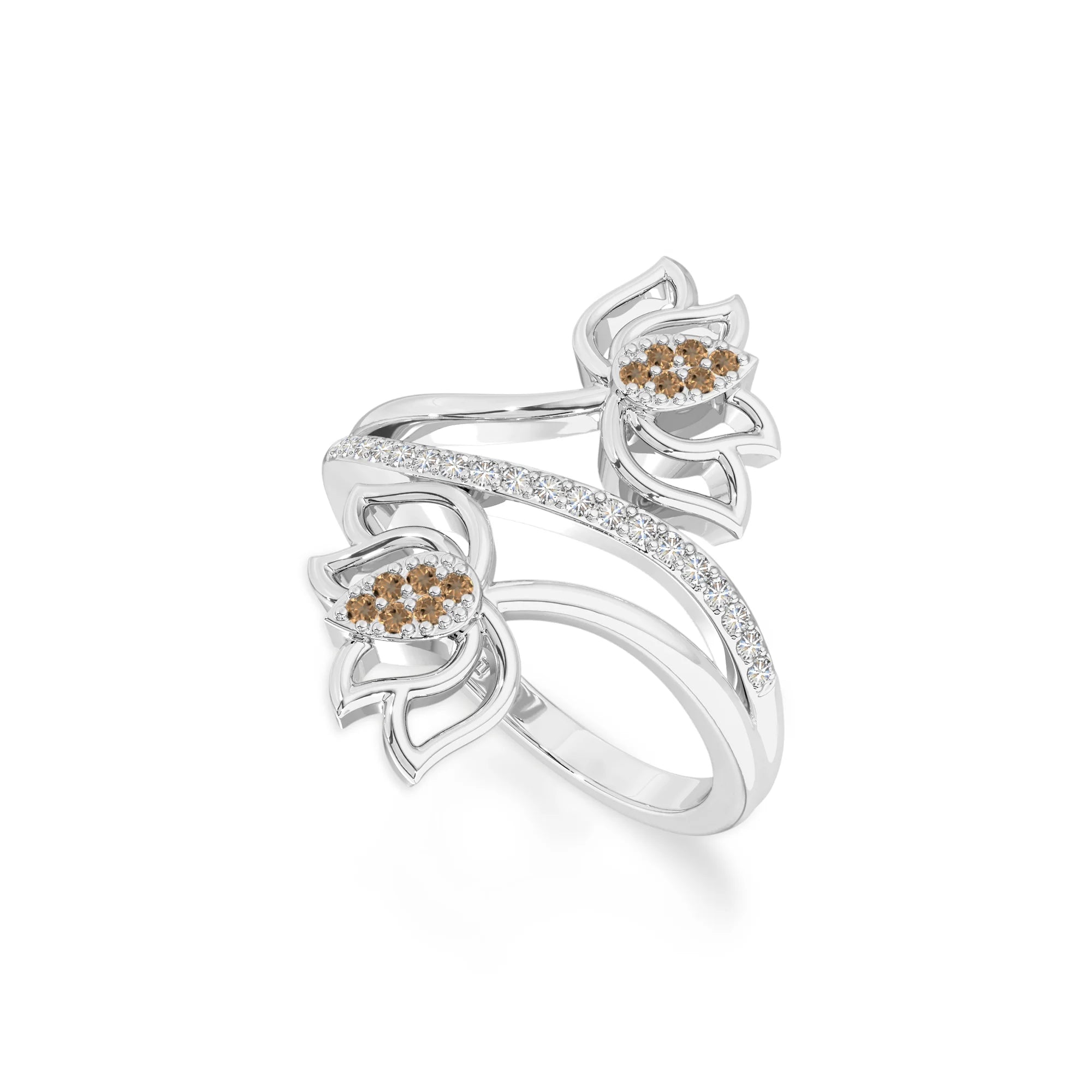 natural citrine lotus blossom rings in sterling silver 
