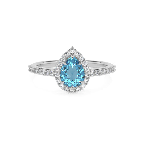 natural swiss blue topaz pear half eterity halo solitaire engagement ring