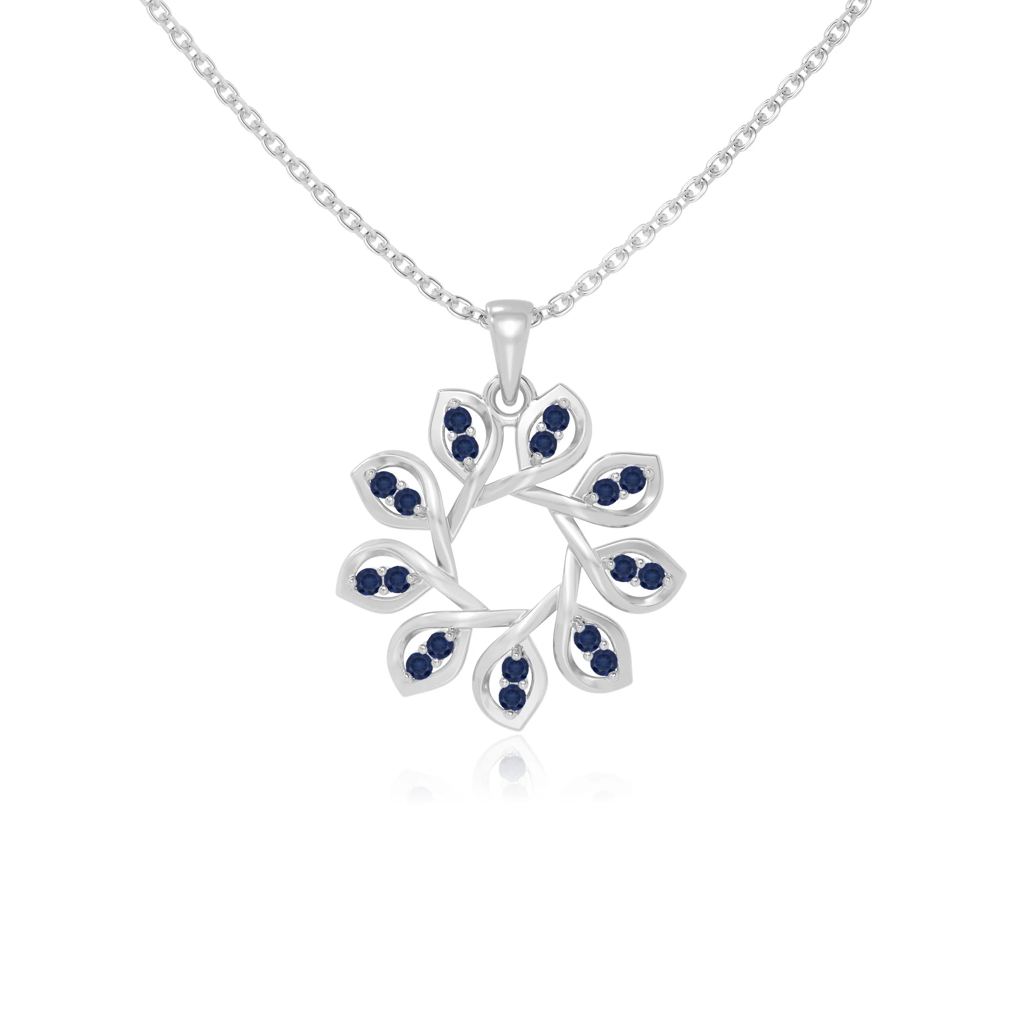 natural blue-sapphire flower necklaces in sterling silver 
