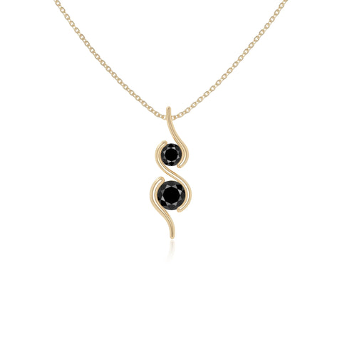 natural black-onyx 2 stone infinity necklaces in yellow gold vermeil 