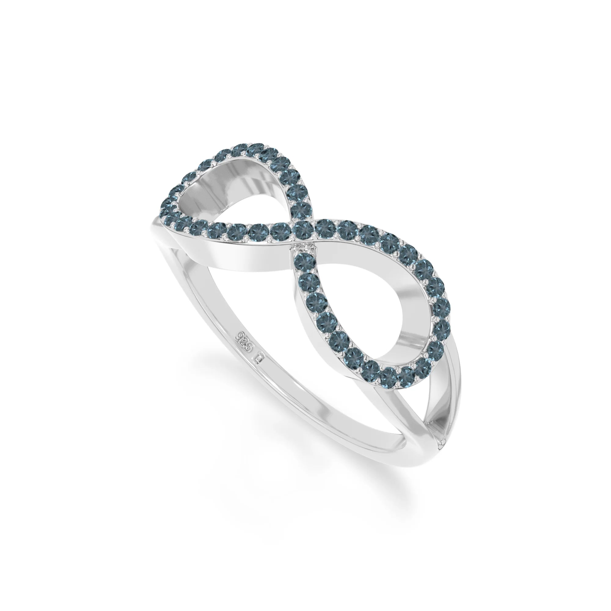 natural london blue topaz infinity promise rings in sterling silver 