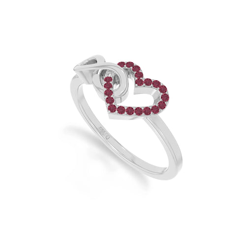 natural ruby infinity heart promise rings in sterling silver 