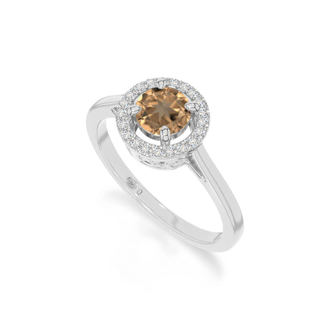 natural citrine solitaire halo engagement rings in sterling silver 
