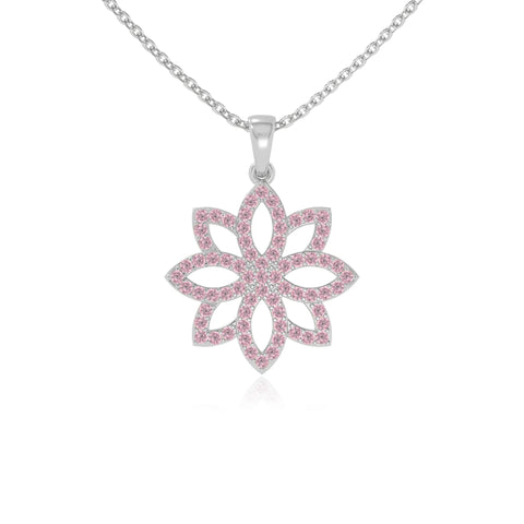 natural pink-tourmaline flower necklaces in sterling silver 