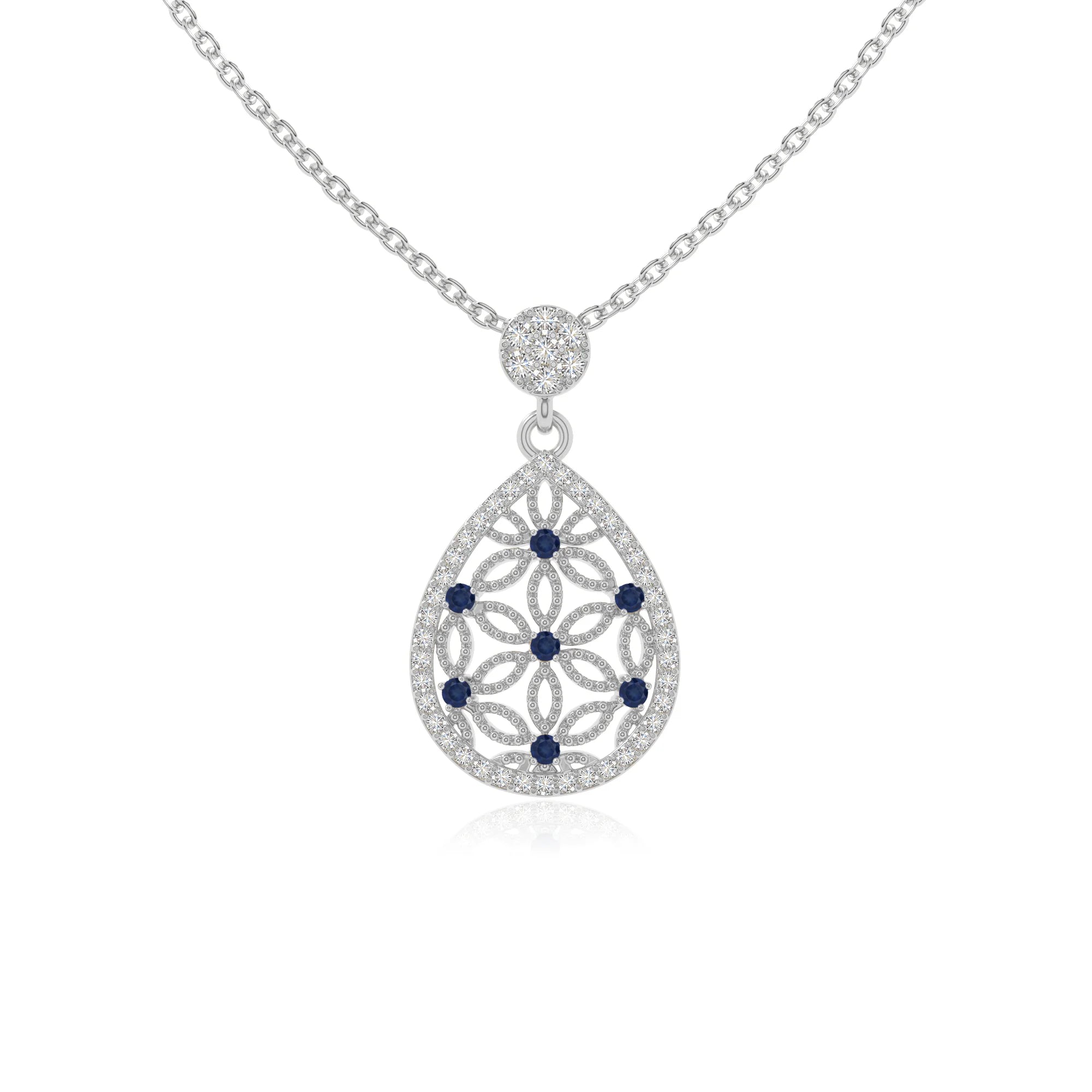 natural blue-sapphire infinity love knot necklaces in sterling silver 